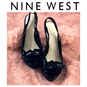 Nine West peep-toe black "LoveKnoto" heels, 7M